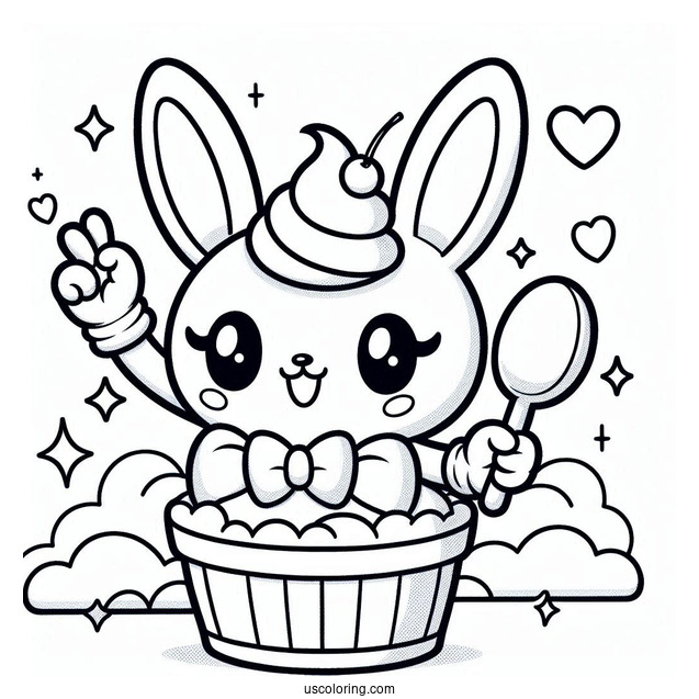 Kawaii Cream the Rabbit Waving V2