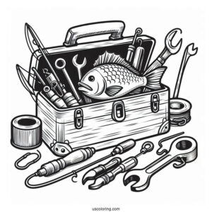 Fishing Coloring Page Of Tool Box
