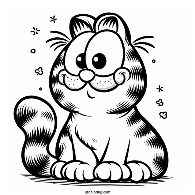 Detailed Garfield Coloring Page For Kids