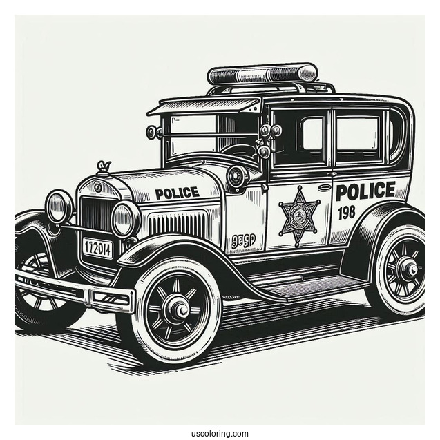 Old School Police Sheriffs Car To Color