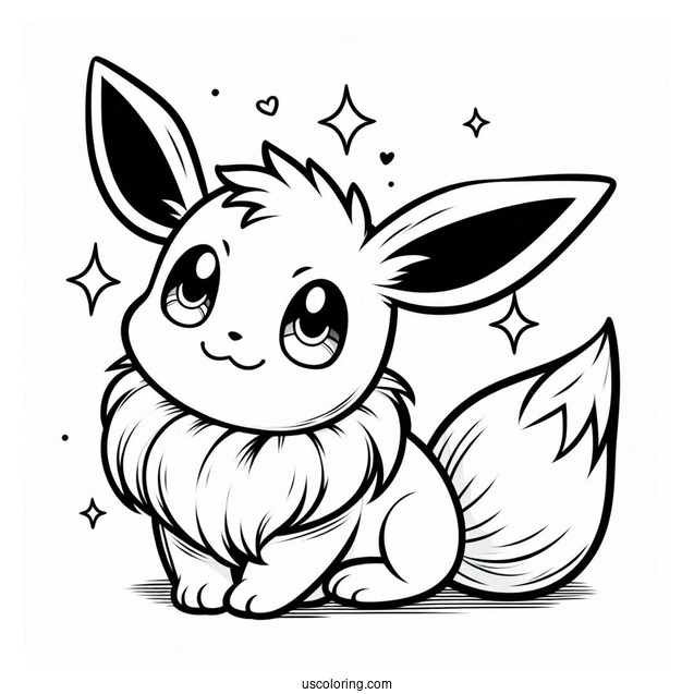 Smiling Eevee To Color
