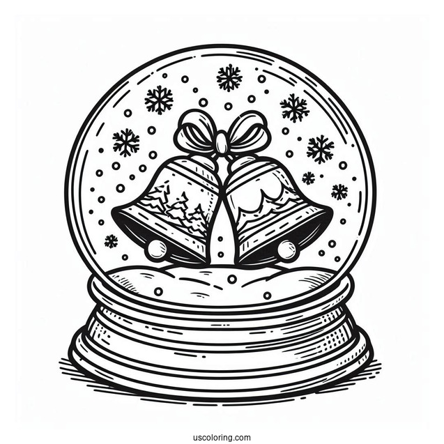 Christmas Bells Snow Globe Coloring Page