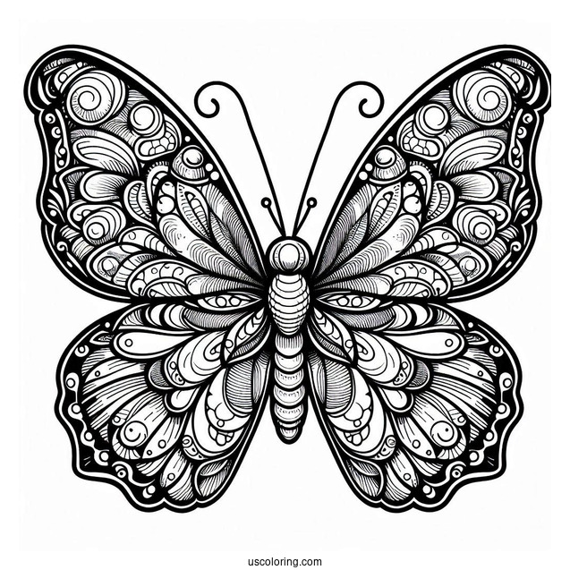 Detailed Coloring Sheet Of Butterfly