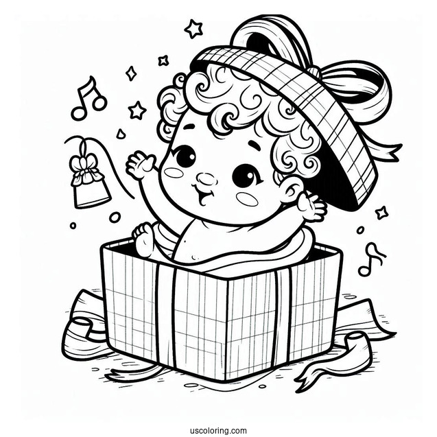 Baby Coloring Page Of Boy Coming Out Of Gift Box