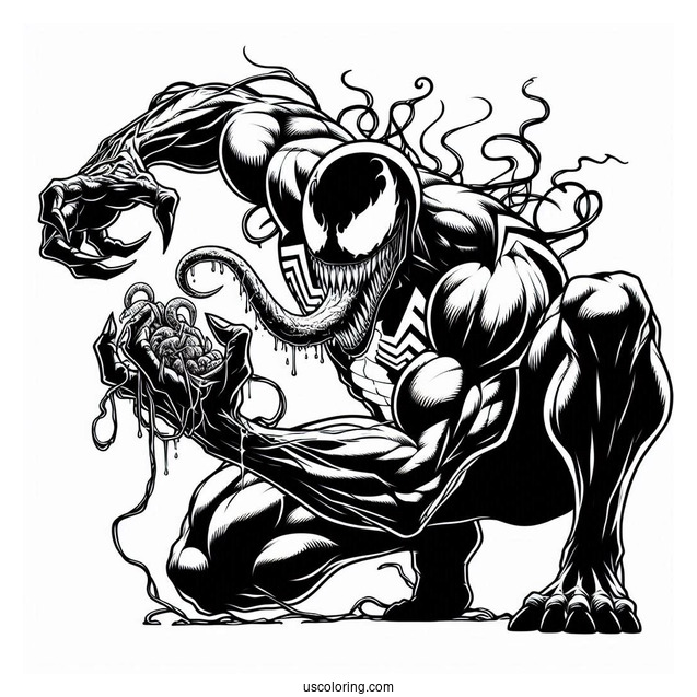 Venom Fighting With Carnage Coloring Page