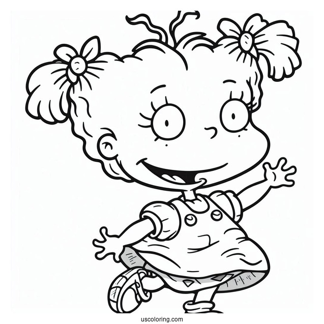 Rugrats Coloring Page Of Happy Angelika Pickles Waving