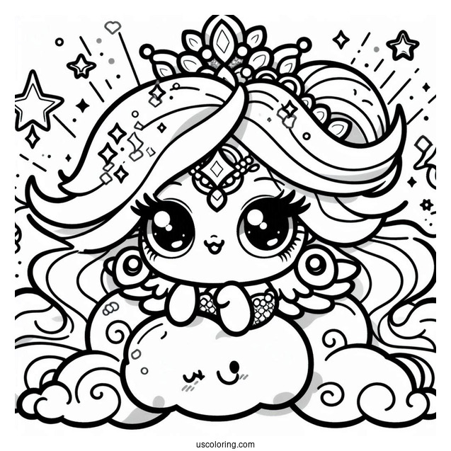 Shimmer And Shine Coloring Page Of Kawaii Shimmer On A Cloud