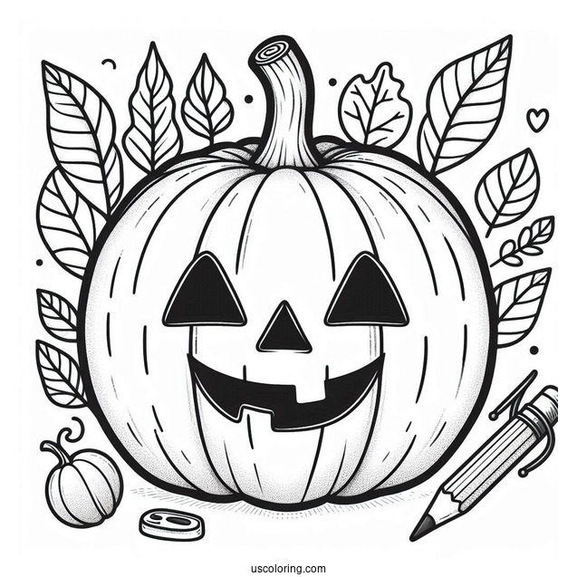 Pumpkin Coloring Page Of Jack O Lantern With Cut Out Eyes And Mouth