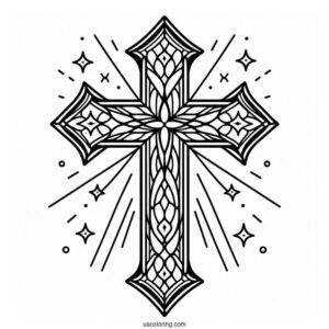 Simple Cross Stained Glass Coloring Page