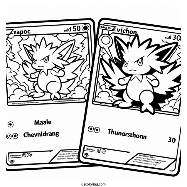 Easy Zapdos Thunderstorm Pokemon Card Coloring Sheet For Kids