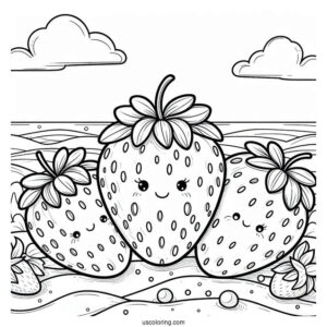Three Strawberries On The Beach