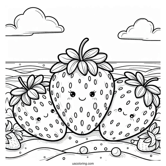 Three Strawberries On The Beach