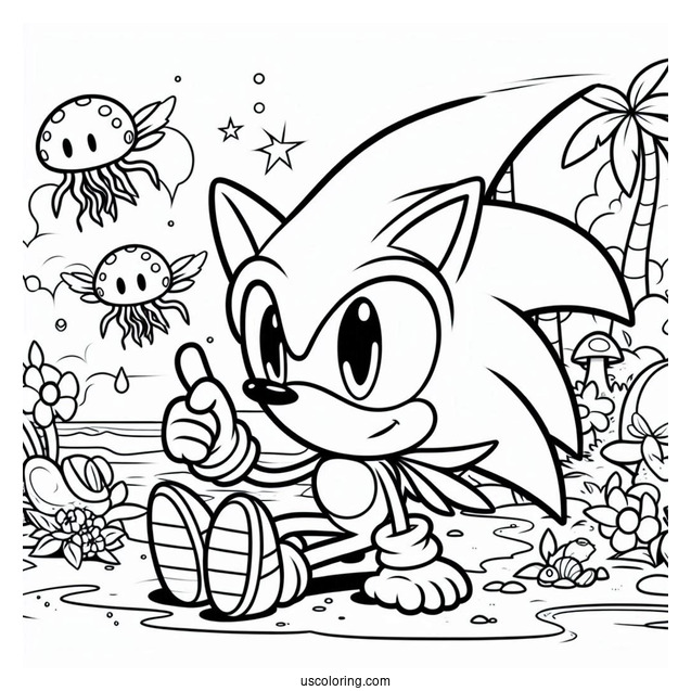Easy Super Sonic Exe Coloring Page Outline In Angel Island