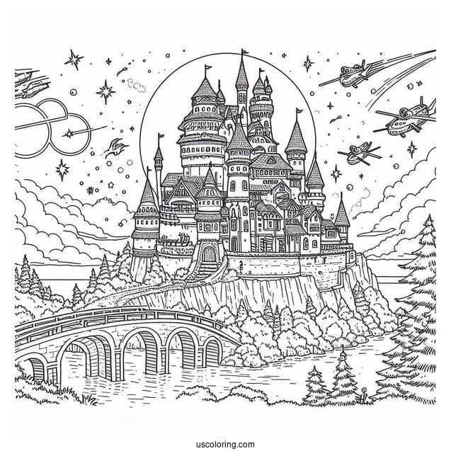Studio Ghibli Coloring Page of Castle In The Sky