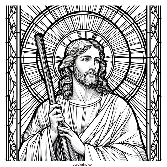 Detailed Jesus Coloring Pages Stained Glass