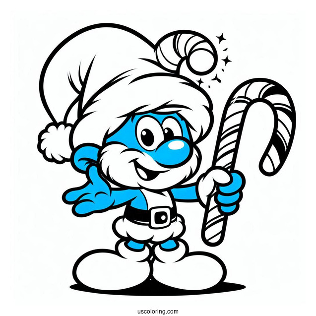 Santa Smurf With Christmas Candy Canes
