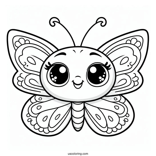 Coloring Sheet of Smiling Cartoon Butterfly