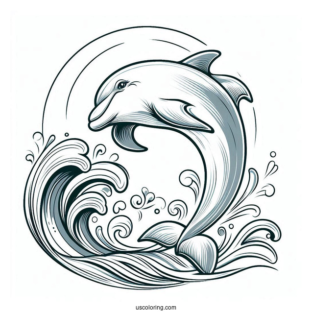 Spinner Dolphin Jumping Out Of Water To Color