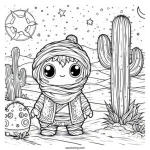 Sprunki Coloring Page Of Tunner Standing In The Desert