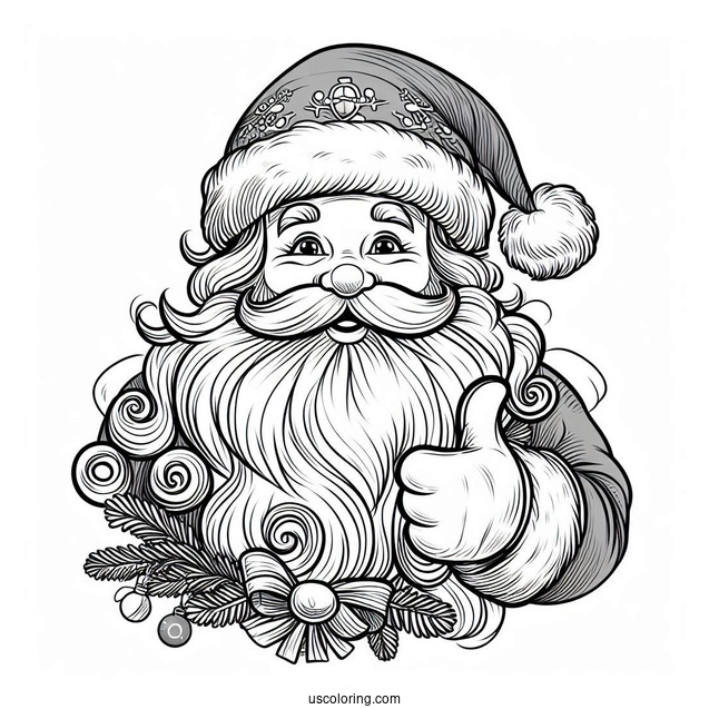Coloring Page Of An Old Fashioned Santa