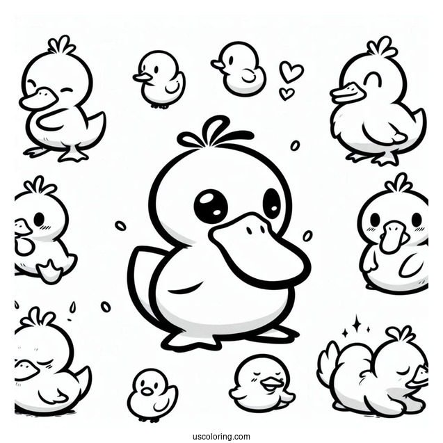 Psyduck Coloring Page Different Moods
