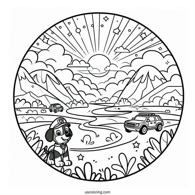 Simple Outline Of Sky To Color For Kids