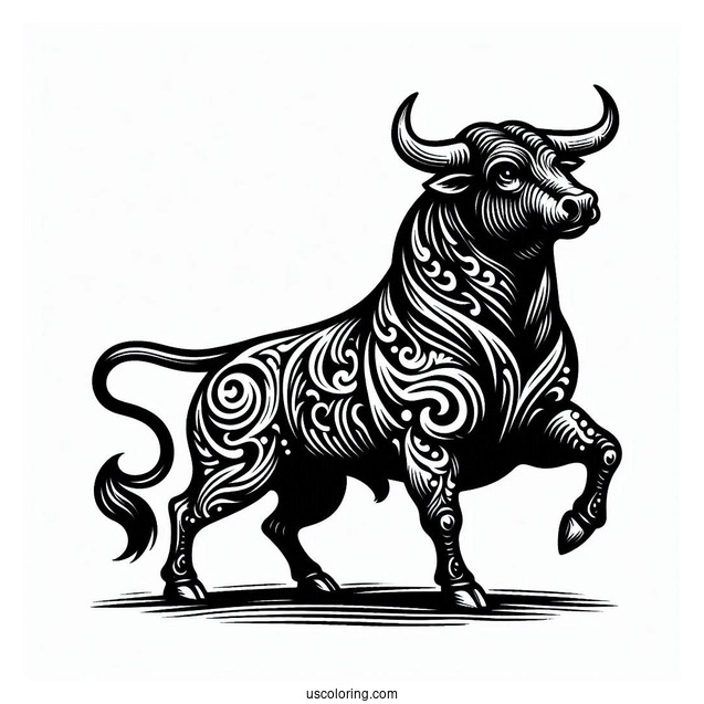 Spanish Bull Fighting Toro Coloring Page