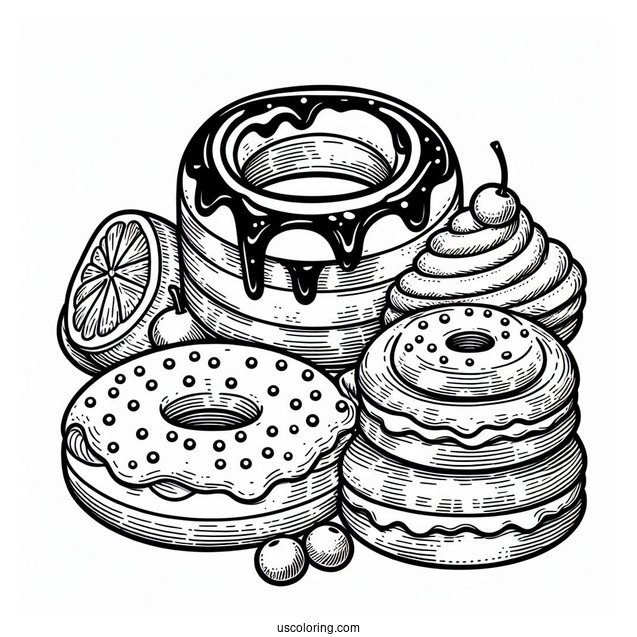 Donuts Coloring Page