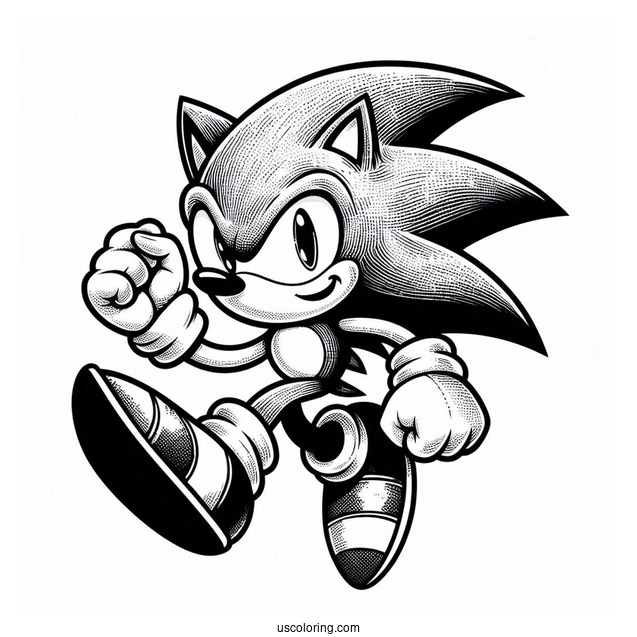 Super Sonic Coloring Page With Textured Skin