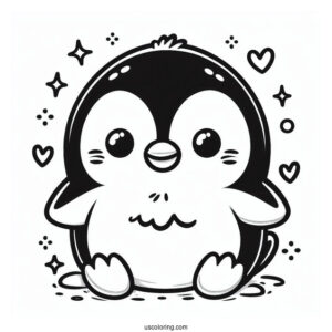 Cute Baby Penguin To Color In For Toddlers