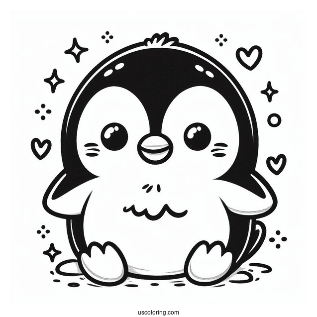 Cute Baby Penguin To Color In For Toddlers
