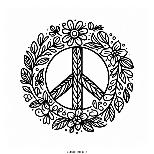 Floral Peace Coloring Page