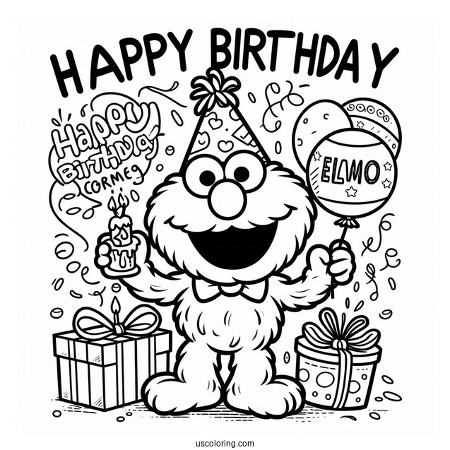 Happy Birthday Elmo Coloring Sheet