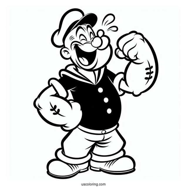 Popeye Coloring Page Of Bluto Laughing Outline For Preschoolers
