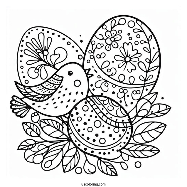 Bird And Polka Dots Easter Egg Design