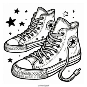 Coloring Sheet Of Converse Chuck Taylor For Kids