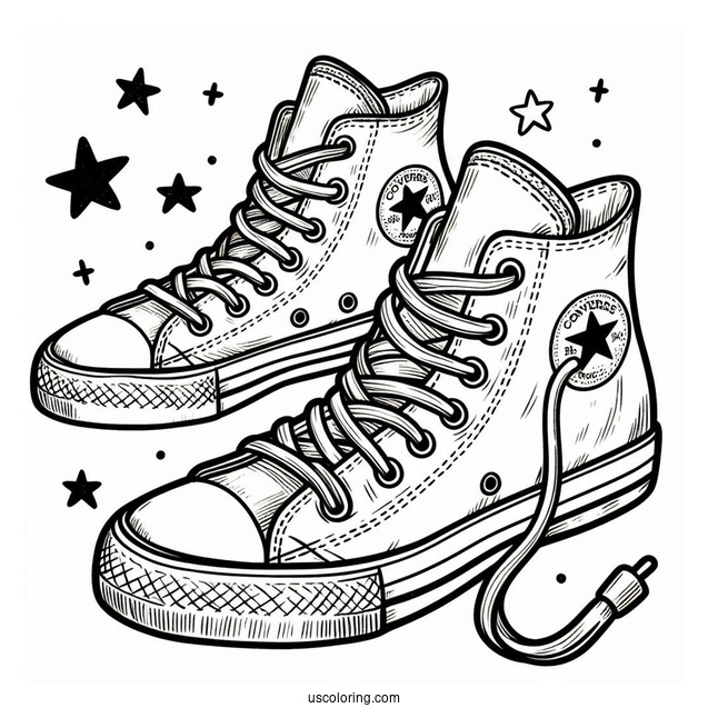 Coloring Sheet Of Converse Chuck Taylor For Kids
