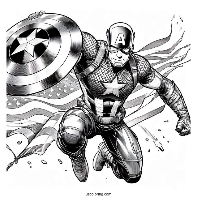 Realistic Captain America Coloring Sheet