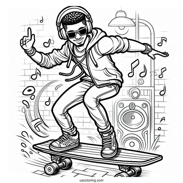 Subway Surfers Coloring Page Fresh Dancing To Stereo Music