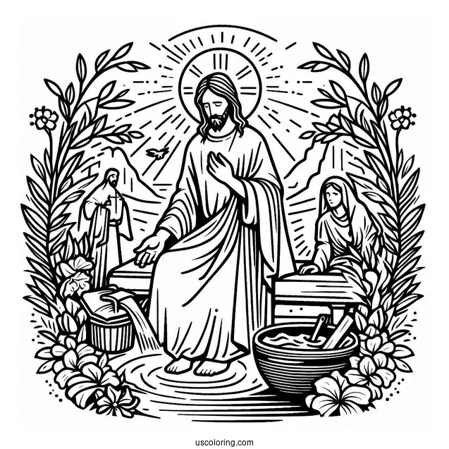 Jesus Restoring Sign Miracle Coloring Page