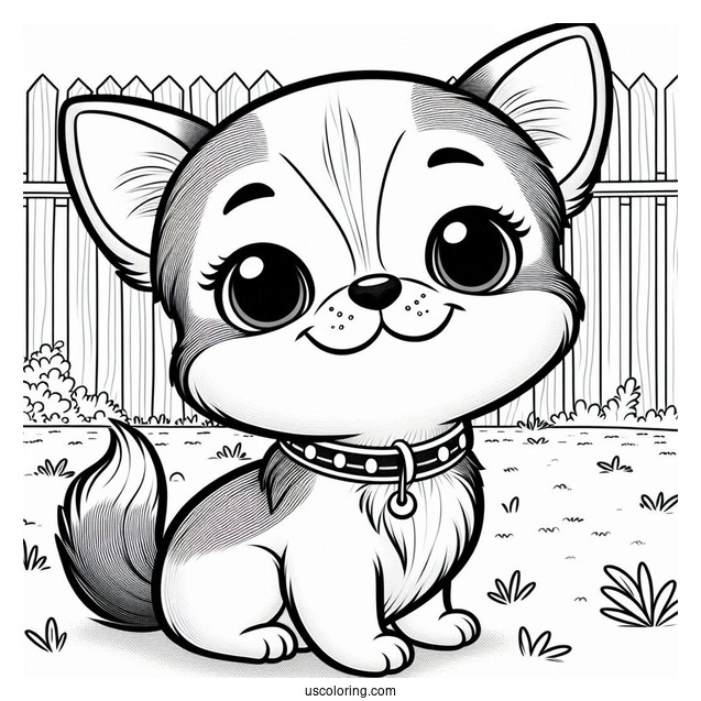 Smiling Short Hair Chihuahua Coloring Page In Backyard