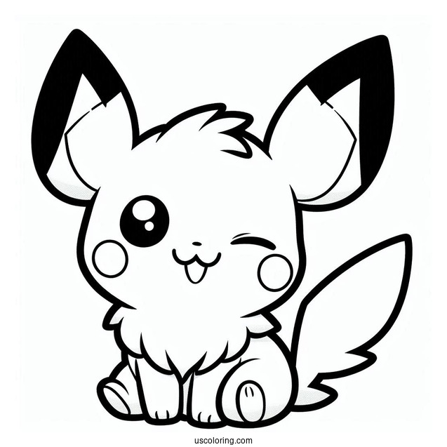 Winking Pichu Coloring Page For Kids