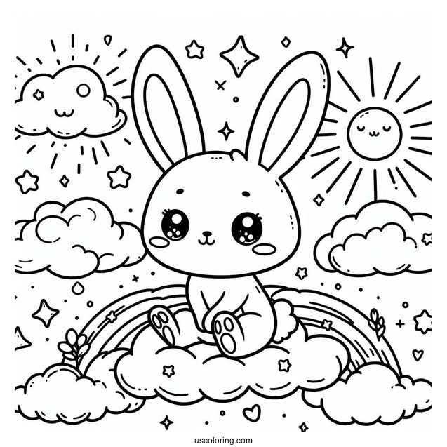 Sunny Bunnies Coloring Page Of Adorable Shiny In The Clouds