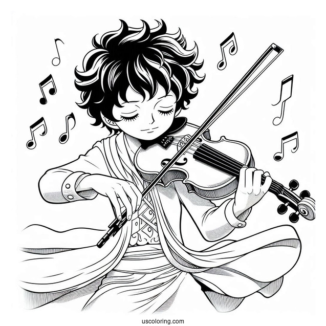 One Piece Coloring Page Of Brook Playing Violin
