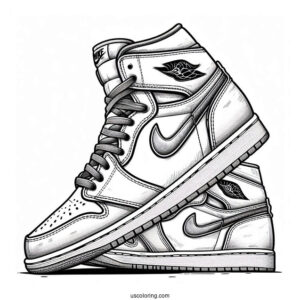Nike Coloring Page Of Detailed Air Jordan 1