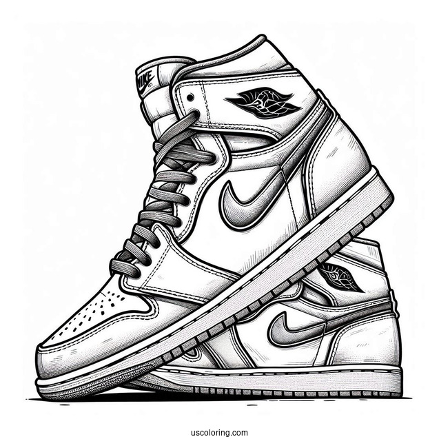 Nike Coloring Page Of Detailed Air Jordan 1