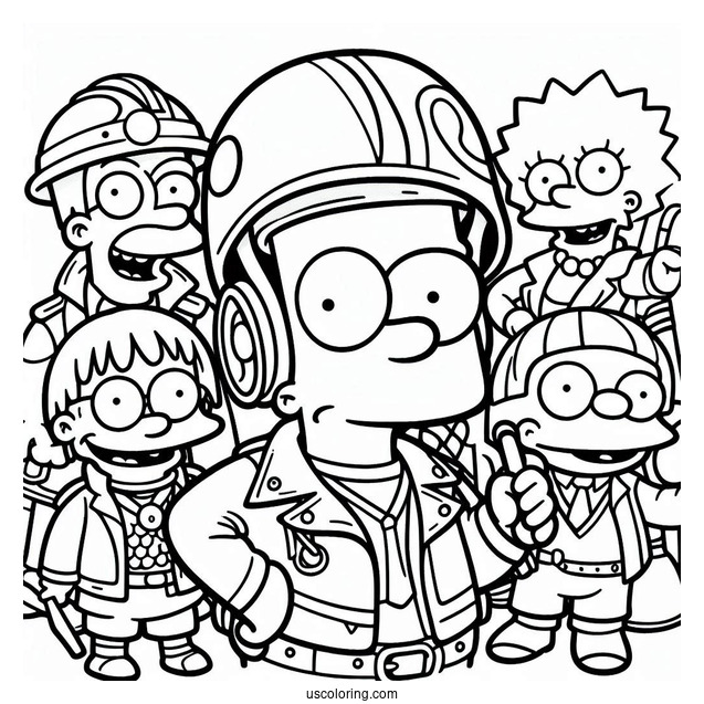 Bart Simpson With Friends Wearing Helmet
