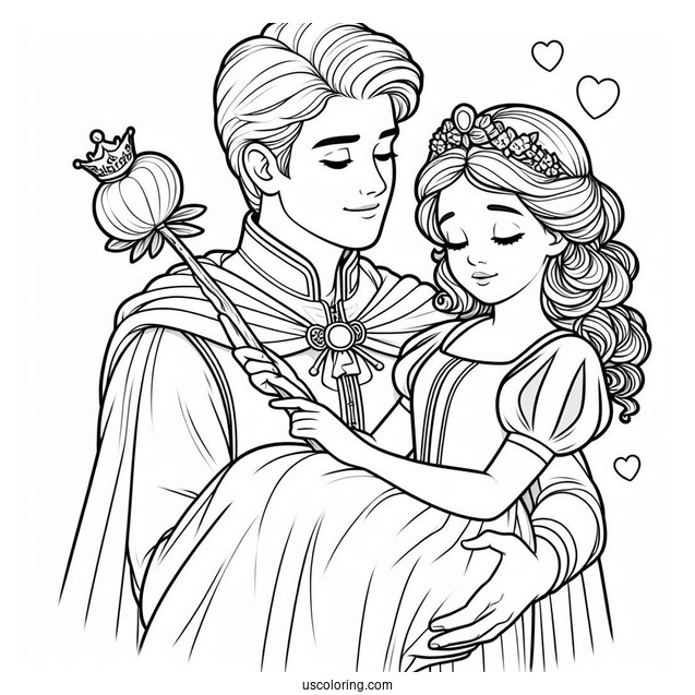 The Prince Holding Snow White To Color
