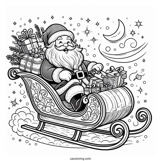 Santa_s Sleigh To Color