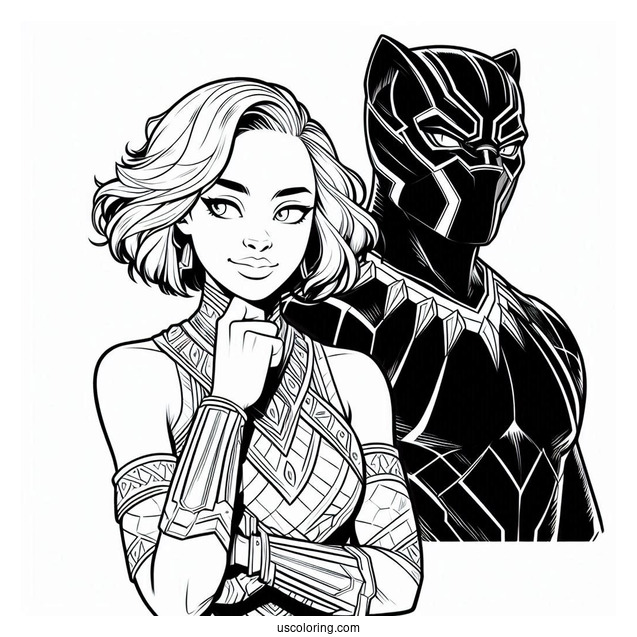 Shuri And Black Panther Coloring Sheet